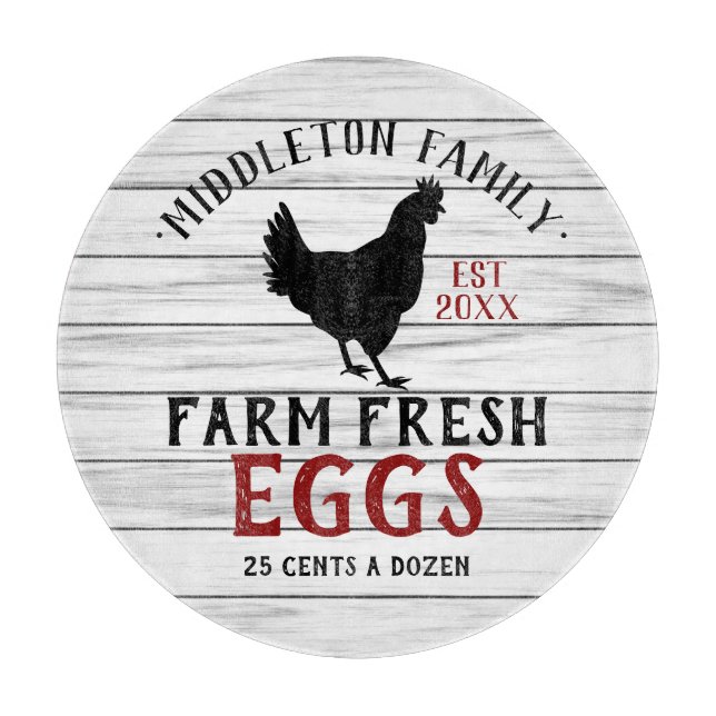 Farm Fresh Eggs - White Wood Cutting Board (Front)