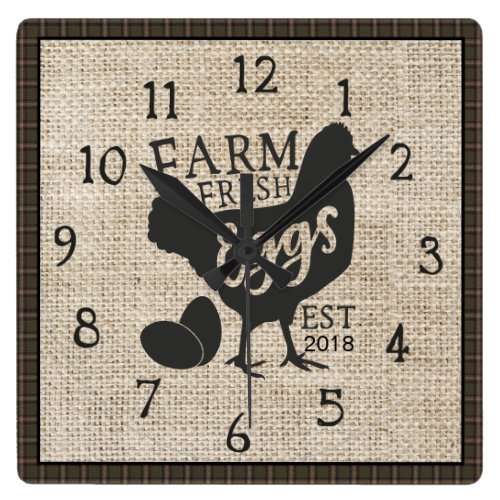 Farm Fresh Farmhouse Style Rustic Clock with Year