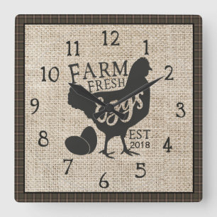 Farm Fresh Farmhouse Style Rustic Clock with Year