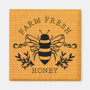 Farm Fresh Honey Bee Botanical Vintage Design Magnet