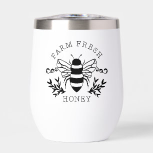 Farm Fresh Honey Bee Botanical Vintage Design Thermal Wine Tumbler
