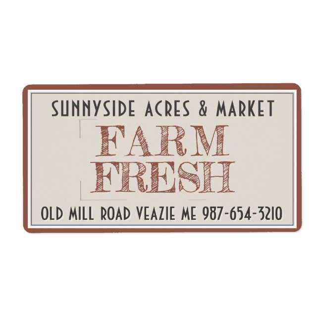 FARM FRESH MARKET LABEL Ivory and Terracotta (Front)