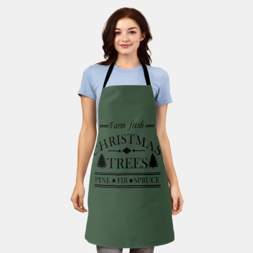 Farm fresh Merry Christmas pine trees Apron