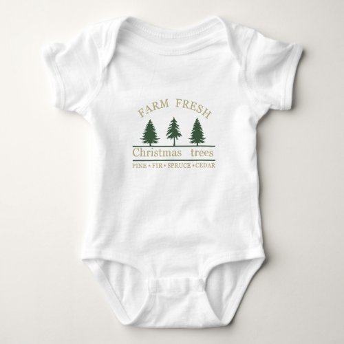 Farm fresh merry christmas pine trees baby bodysuit