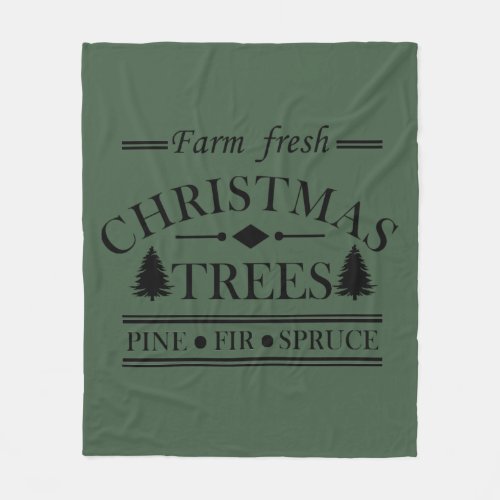 Farm fresh Merry Christmas pine trees Fleece Blanket