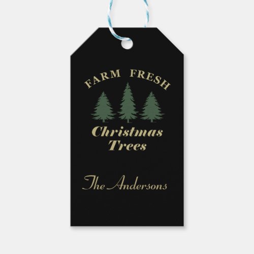 Farm fresh merry christmas pine trees gift tags