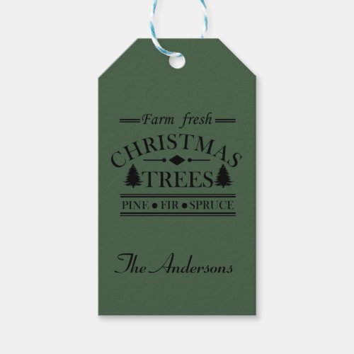 Farm fresh Merry Christmas pine trees Gift Tags