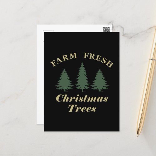 Farm fresh merry christmas pine trees holiday postcard