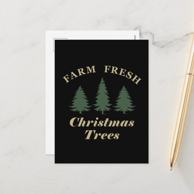 Farm fresh merry christmas pine trees holiday postcard (Front/Back In Situ)