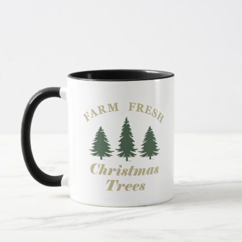 Farm fresh merry christmas pine trees mug