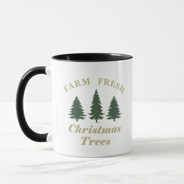 Farm fresh merry christmas pine trees mug (Left)