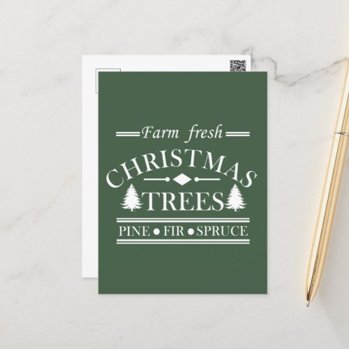 Farm fresh Merry Christmas pine trees Postcard