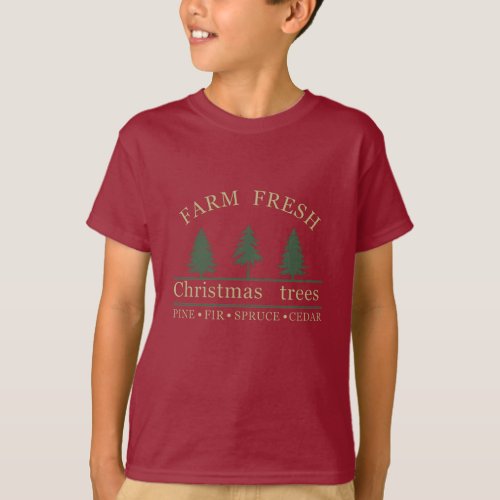 Farm fresh merry christmas pine trees T_Shirt