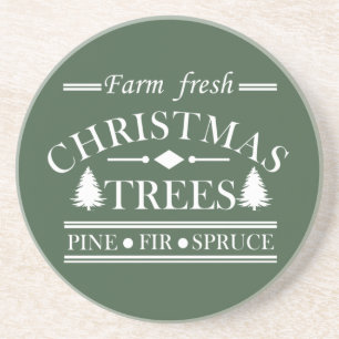 Farm fresh Merry Christmas trees Coaster