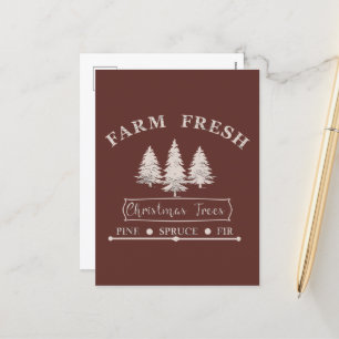 Farm fresh Merry Christmas trees Holiday Postcard