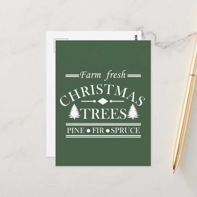 Farm fresh Merry Christmas trees Postcard (Front/Back In Situ)