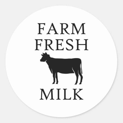 Farm Fresh Milk Cow Classic Round Sticker