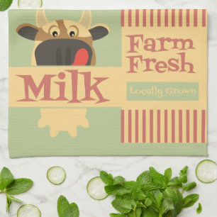 Farm Fresh Milk Cow Kitchen Towel