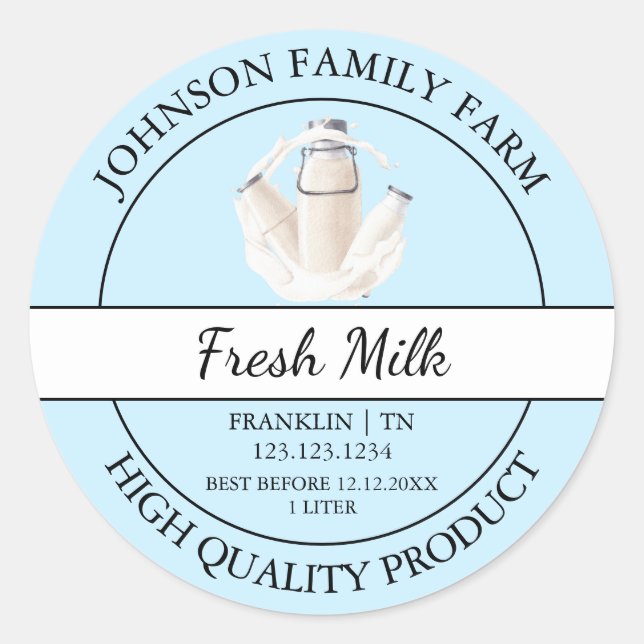 Farm Fresh Milk Label (Front)