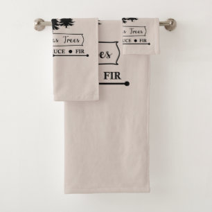 Farm Fresh Modern Christmas Pine trees Bath Towel Set