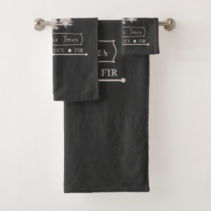 Farm Fresh Modern Christmas Pine trees Bath Towel Set