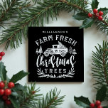 Farm Fresh Old Truck Christmas Tree Delivery Black Magnet<br><div class="desc">The design features our typographic design " Farm Fresh Christmas Trees" with a white rustic hand-drawn etched style vintage pickup truck carrying a Christmas tree in the back. Christmas greenery and foliage create a modern,  rustic festive design. Customized with your last name and monogram. Hand-drawn original artwork by Moodthology.</div>