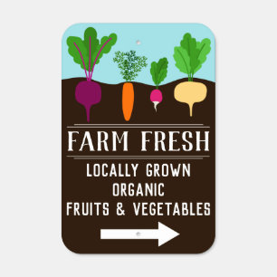 Farm fresh organic vegetables market metal sign