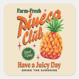 Farm-Fresh Pineco Club Vintage Fruit Square Sticker