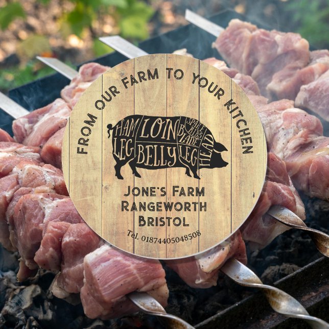 Farm Fresh Pork Sticker | Rustic Pig Logo Label  (Creator Uploaded)