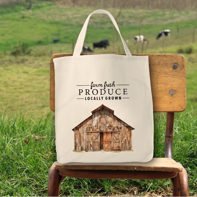 Farm Fresh Produce Locally Grown Cool Barn Tote Bag (Creator Uploaded)