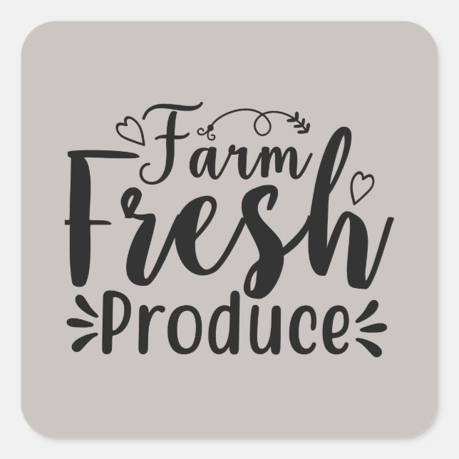 Farm fresh produce word art square sticker (Front)