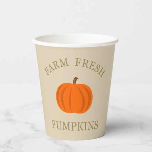 farm fresh pumpkin paper cups
