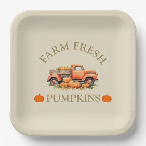 farm fresh pumpkin paper plates