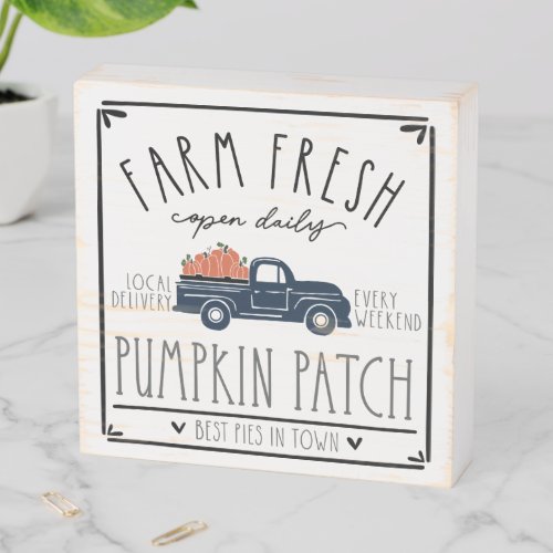 Farm Fresh Pumpkin Patch Wooden Box Sign