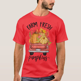 Farm Fresh Pumpkin Truck Cute Fall Leaves Autumn P T-Shirt
