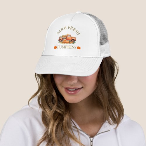 farm fresh pumpkin trucker hat