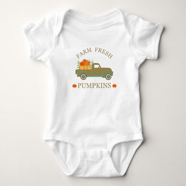 farm fresh pumpkins baby bodysuit (Front)