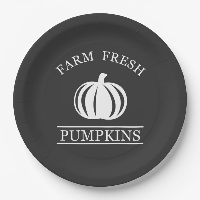 Farm fresh pumpkins fall autumn paper plates (Front)