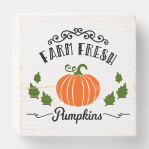 Farm Fresh Pumpkins Fall Farmhouse with Pumpkin Wooden Box Sign