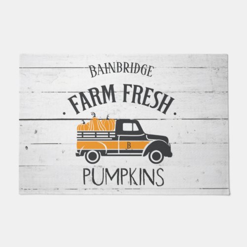 Farm Fresh Pumpkins Family Monogram Name Fall  Doo Doormat