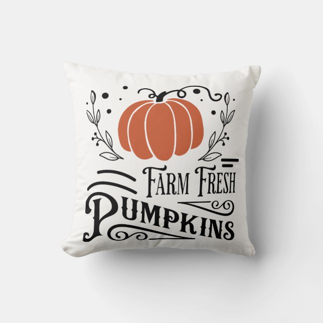 Farm Fresh Pumpkins | Farmhouse Pumpkin Throw Pillow (Front)