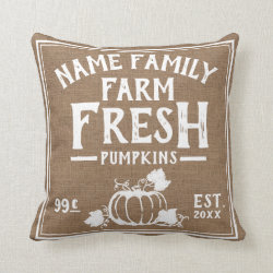 Farm Fresh Pumpkins Faux Burlap Throw Pillow
