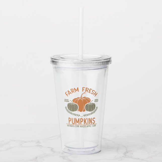Farm Fresh Pumpkins | Hand Picked Acrylic Tumbler (Front)