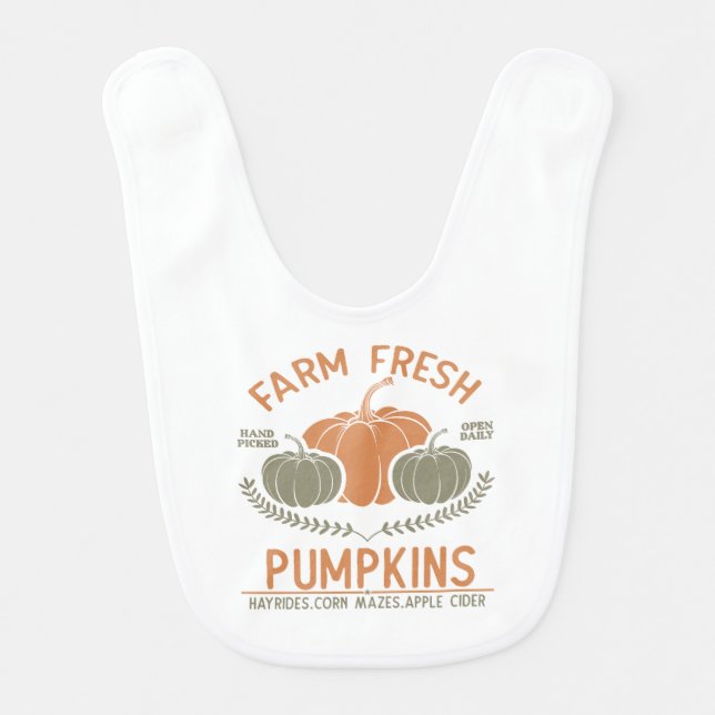 Farm Fresh Pumpkins | Hand Picked Baby Bib (Front)