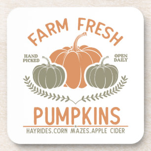 Farm Fresh Pumpkins Hand Picked Beverage Coaster