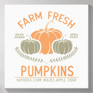 Farm Fresh Pumpkins Hand Picked Canvas Photo Tile