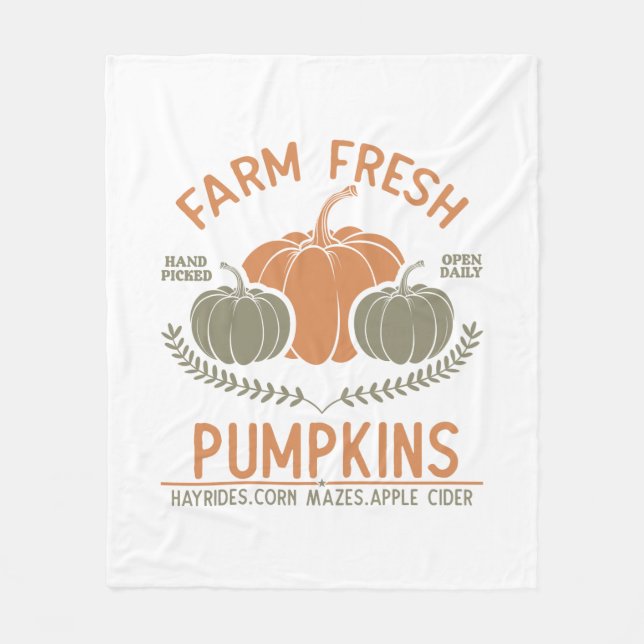 Farm Fresh Pumpkins | Hand Picked Fleece Blanket (Front)