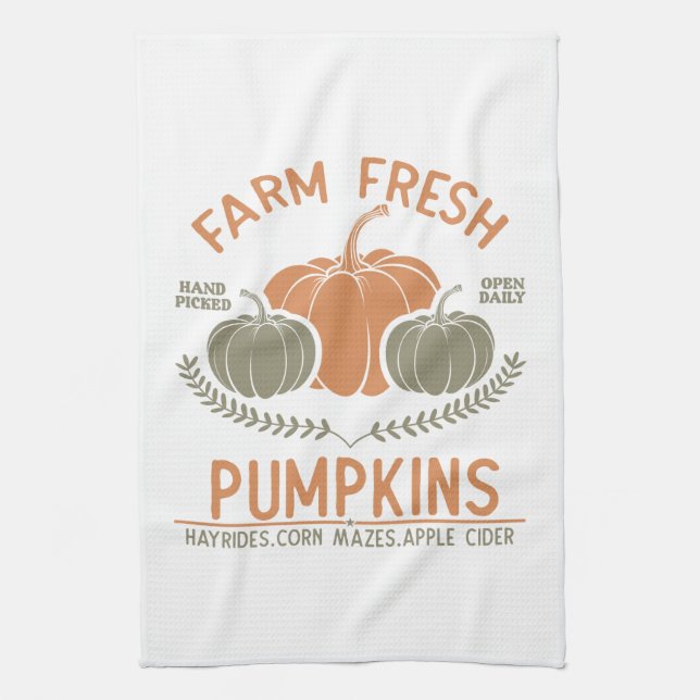 Farm Fresh Pumpkins | Hand Picked Kitchen Towel (Vertical)