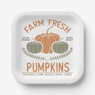 Farm Fresh Pumpkins Hand Picked Paper Plates