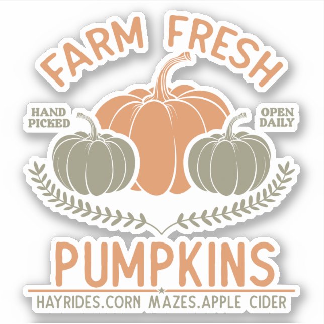 Farm Fresh Pumpkins | Hand Picked Sticker (Front)